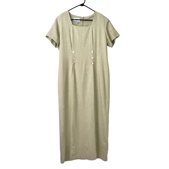 Betsy'S Things Dresses & Skirts - Vintage Betsy's Things Linen Dress Womens 80s 90s Pearl Buttons Lined sz 14